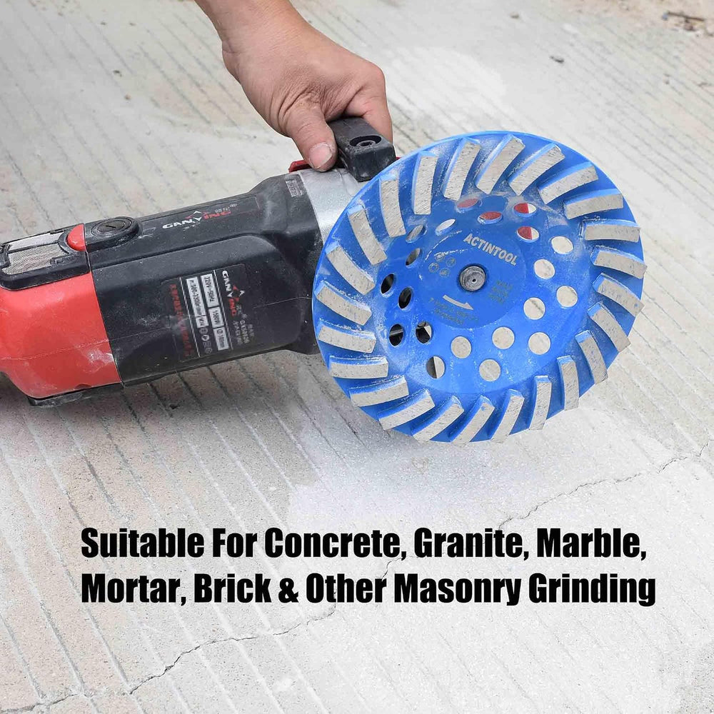 7 in. x 5/8-11 in. Threaded Arbor 24 Segments Diamond Turbo Grinding Cup Whee...
