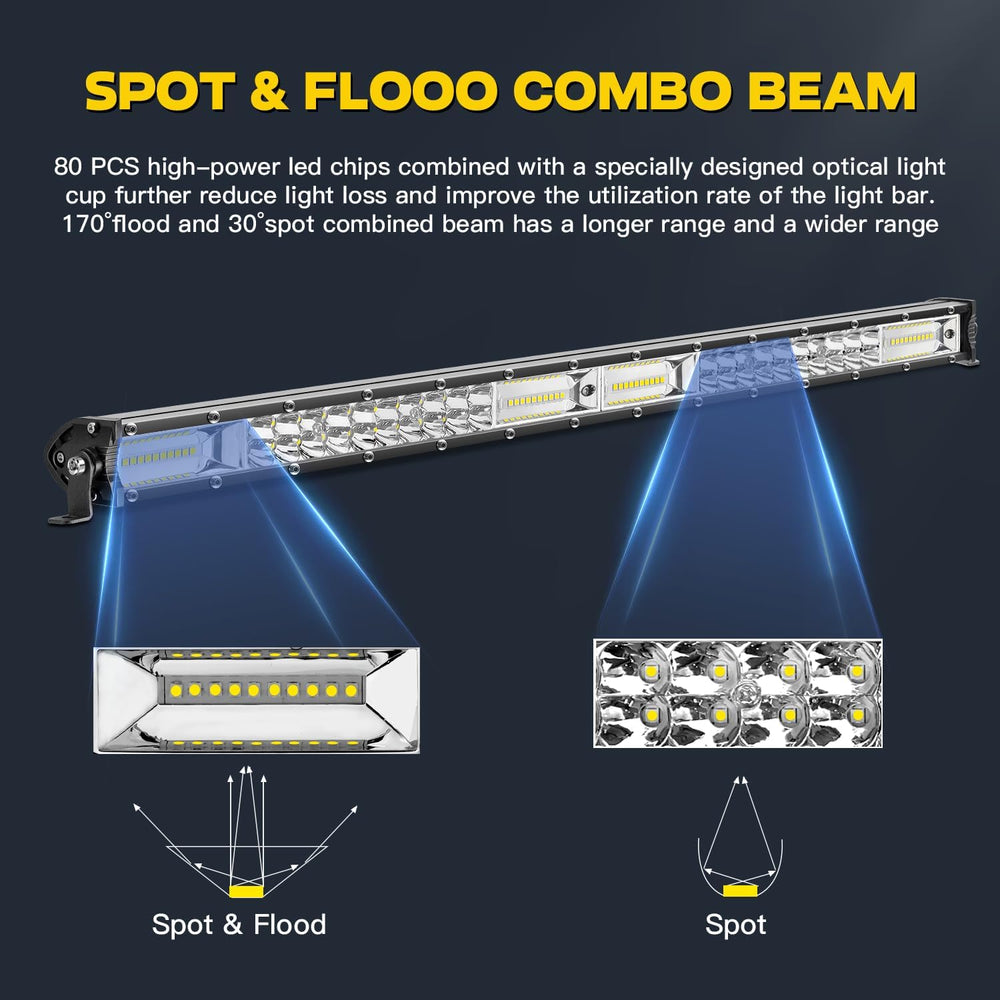 LED Light Bar Kits - 25 Inch Slim Light Bars with 4 Inch LED Pod Lights&W...