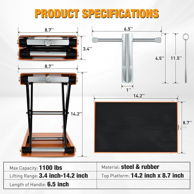 Nilight Motorcycle Lift Jack 1100 LBS Scissor Jacks Stand Lift