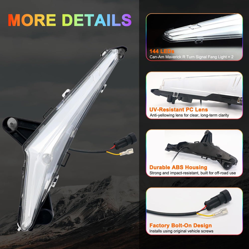 Tavaray RGBW LED Fang Lights for Can-Am Maverick R 2024-2026 MAX X RS, Pure W...