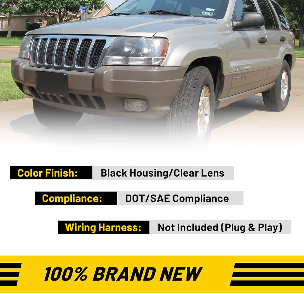 Fog Lights Assembly for JEEP Grand Cherokee 1999-2003 with Bulbs H12 12V53W