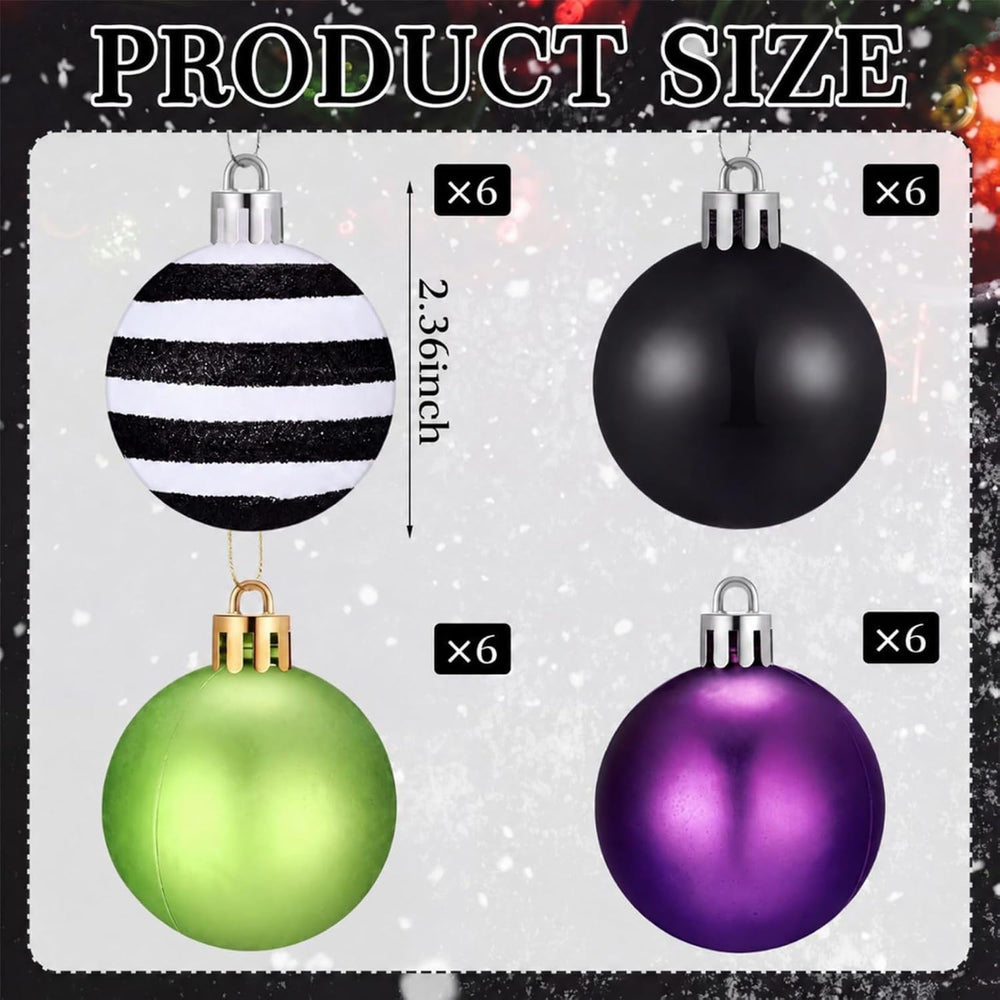 Civaner 24 Pcs Halloween Ball Ornaments 2.36 Inch Halloween Tree Decoration