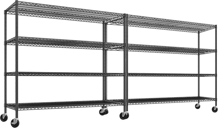 REIBII 60" W ×24" D×65.3" H, 4 Tier Wire Shelving 2878LBS Heavy Duty Steel (2 Pack)