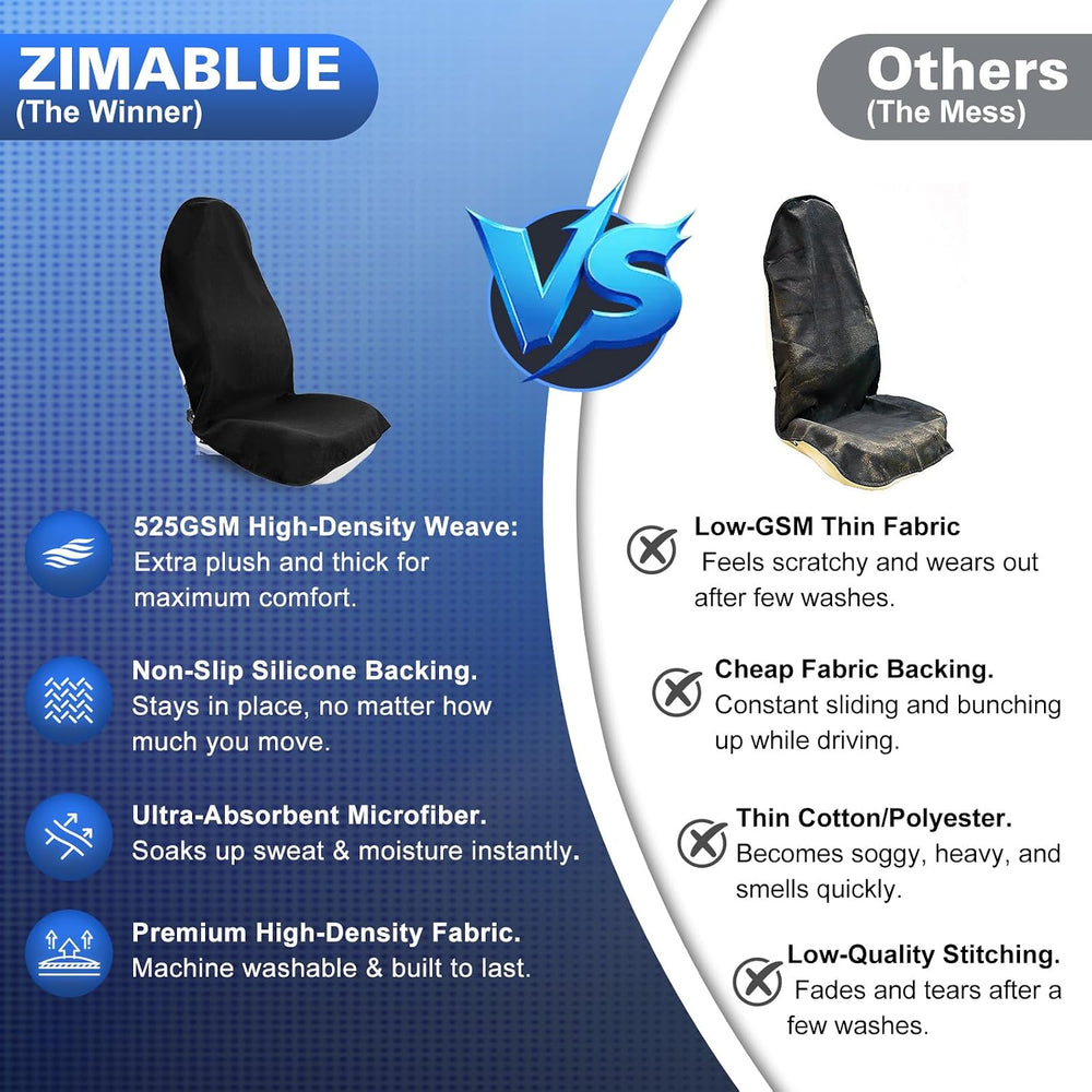 ZIMABLUE 2-Pack Waterproof Towel Car Seat Covers, Heavy Duty, Black