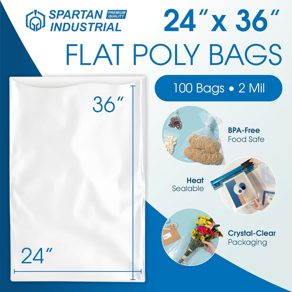 24" X 36" Open-End Flat Poly Bags (100 Count) No Adhesive Strip - 2...