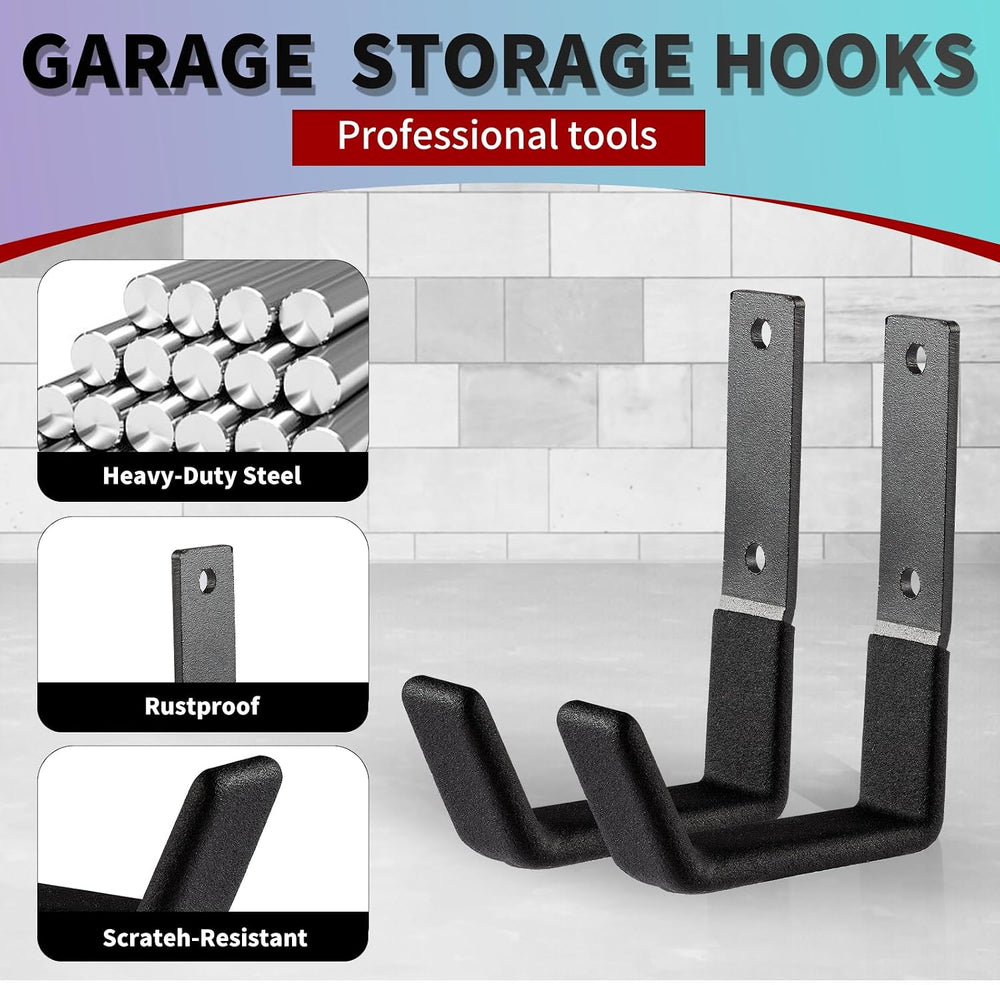 Heavy Duty Steel Hooks - Garage & Garden Tool Organizer, Wall Mount Hooks...