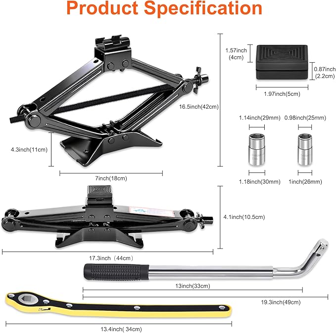 Scissor Jack, High-Strength Car Jack and Stand Kit