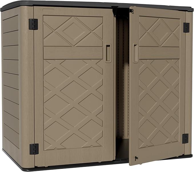 ZZM Large Outdoor Storage Shed, 48 Cu Ft Resin Versatile Storage Cabinet