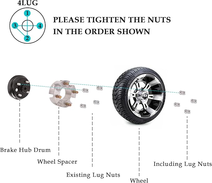 10L0L Golf Cart 2 inch Wheel Spacers