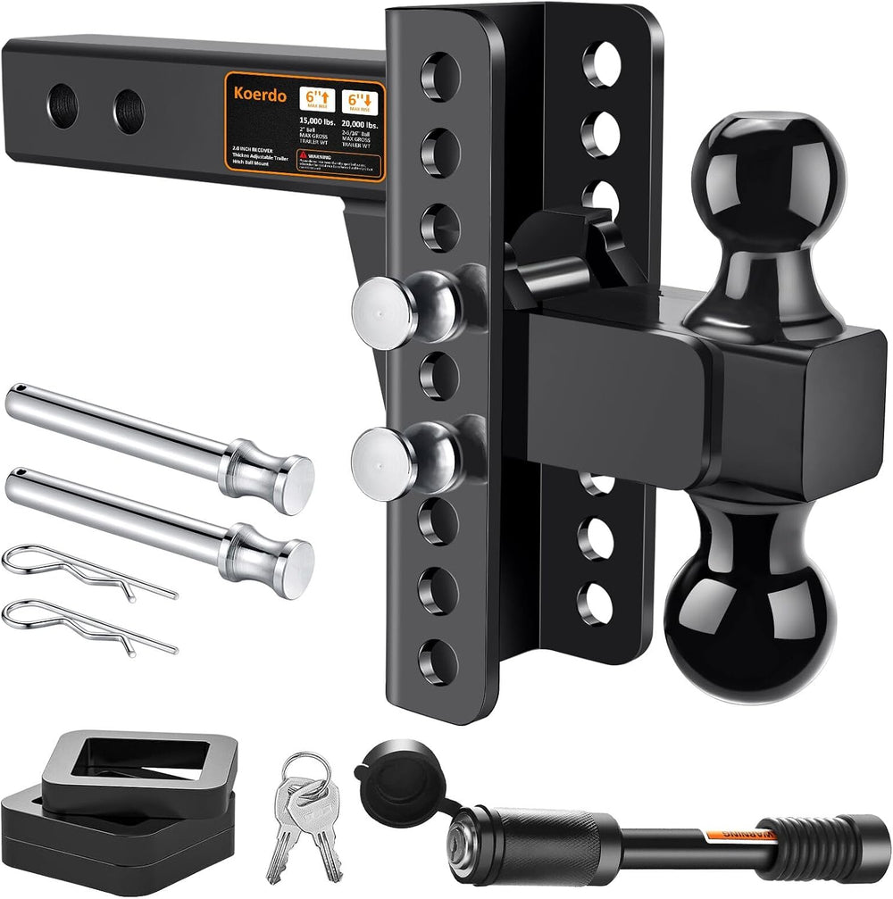 Adjustable Trailer Hitch -Drop Hitch-Tow Hitch with 2 inch Receiver-6inch Dro...