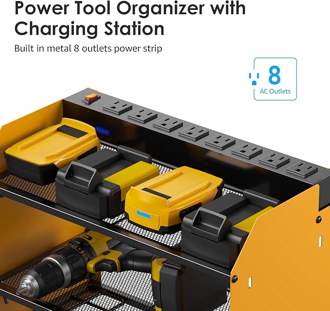 CCCEI Modular Power Tool Organizer Wall Mount Charging Station, Garage Drill