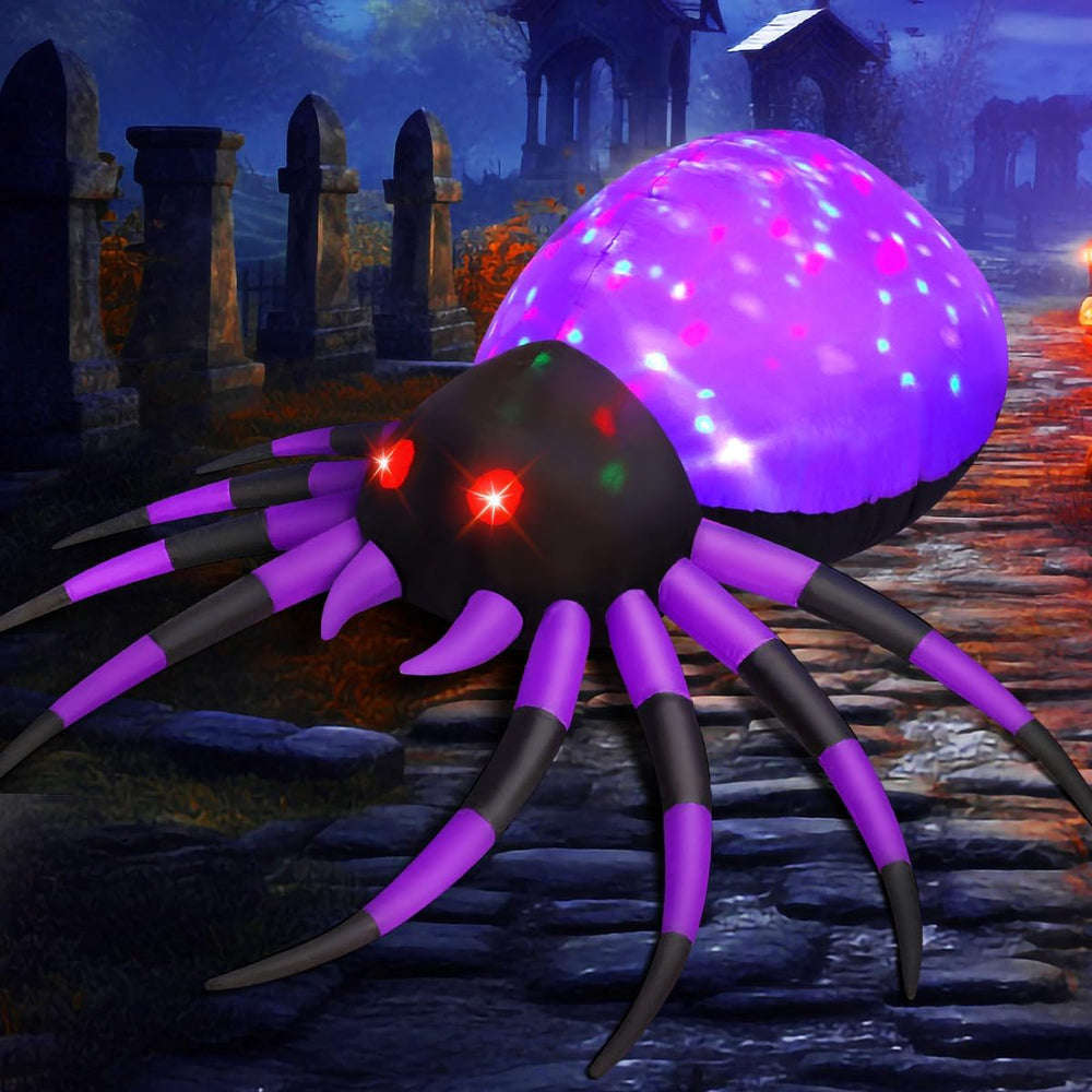 GOOSH 5 FT Width Halloween Inflatable Spider Outdoor Decoration with Magic Li...