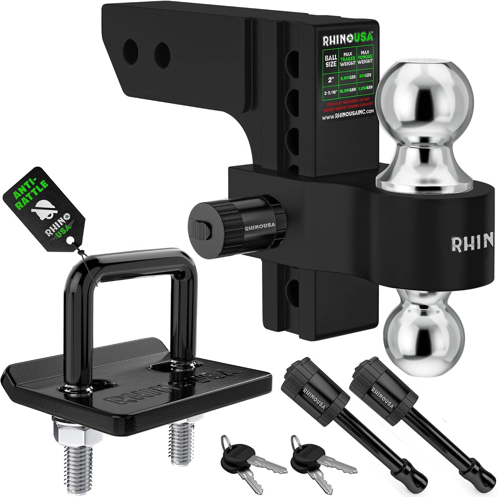 Rhino USA Adjustable Trailer Hitch (2in Receiver) - 6in Drop/Rise