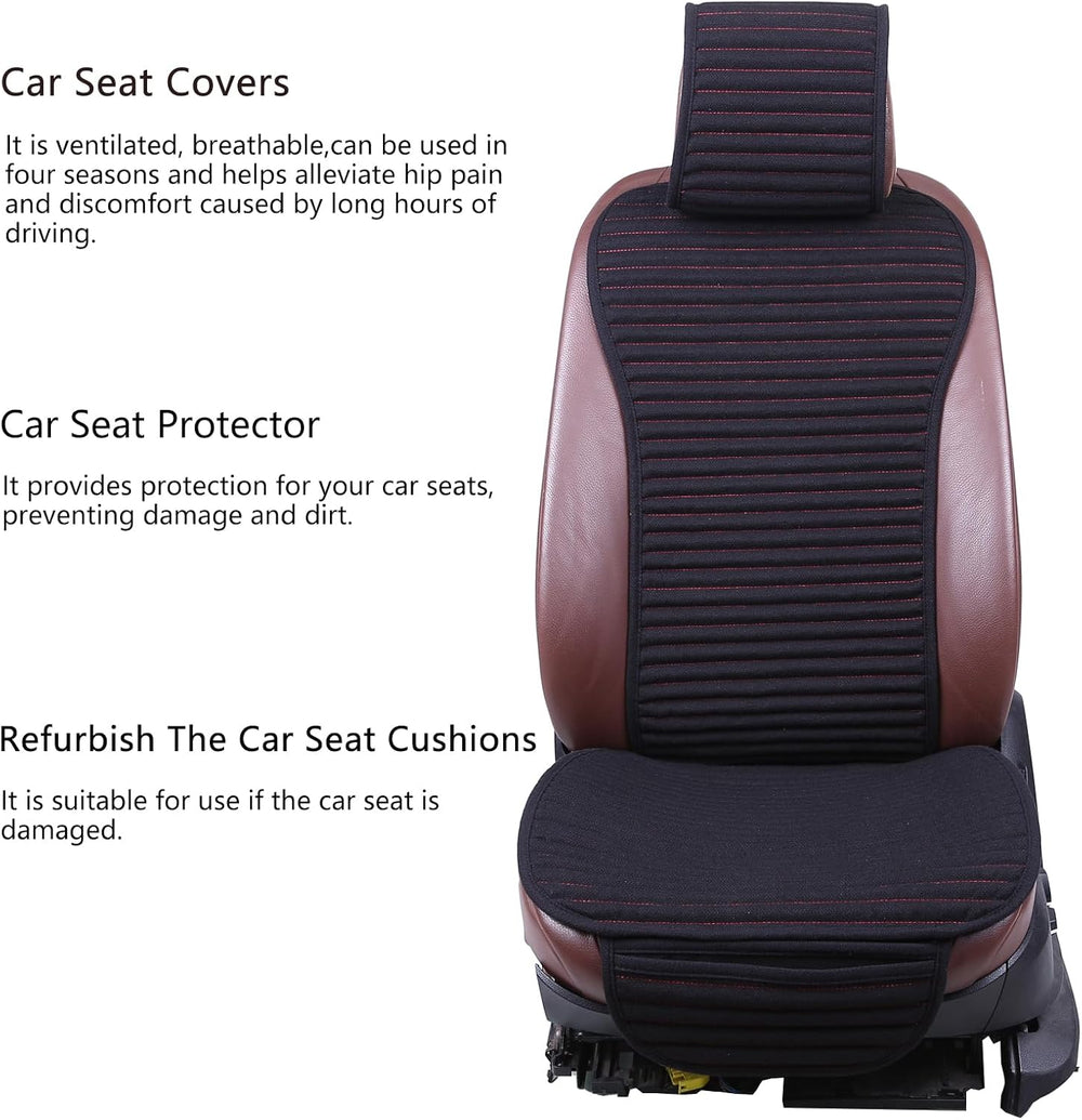 Suninbox Linen Front Car Seat Cover,Seat Protector,Buckwheat Hull Cooling