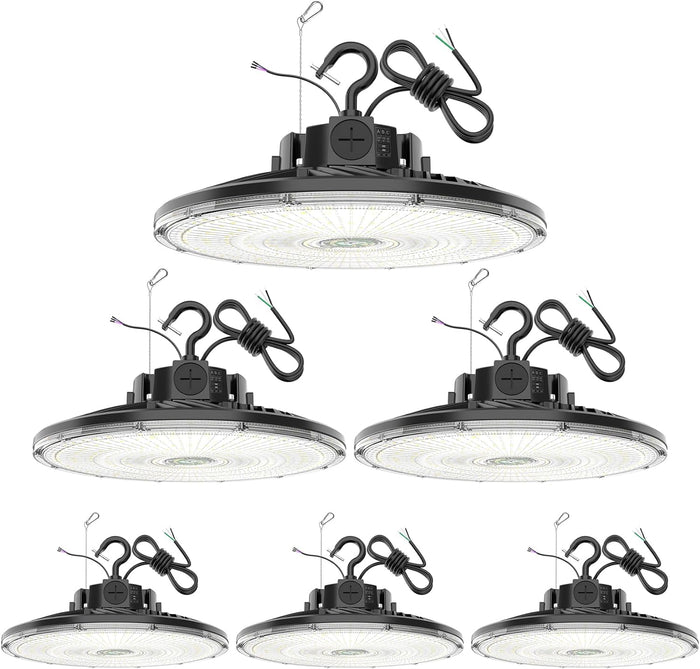 6 Pack 480V LED High Bay Light UL DLC Listed UFO Light 150W 100W 80W Adjustable
