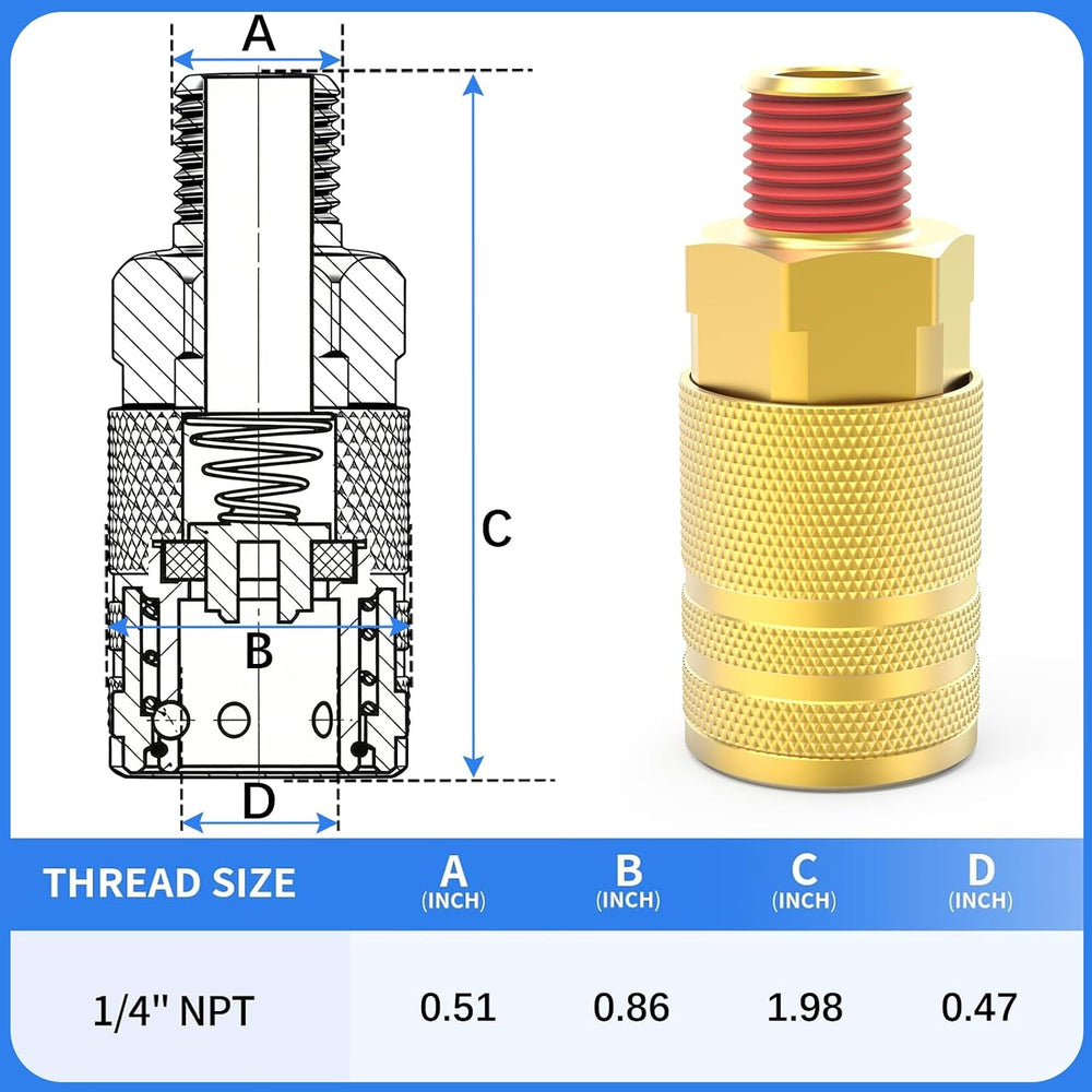 ChillWaves 1/4-Inch Brass Male Industrial Coupler,1/4" NPT Male 6-Ball Q...
