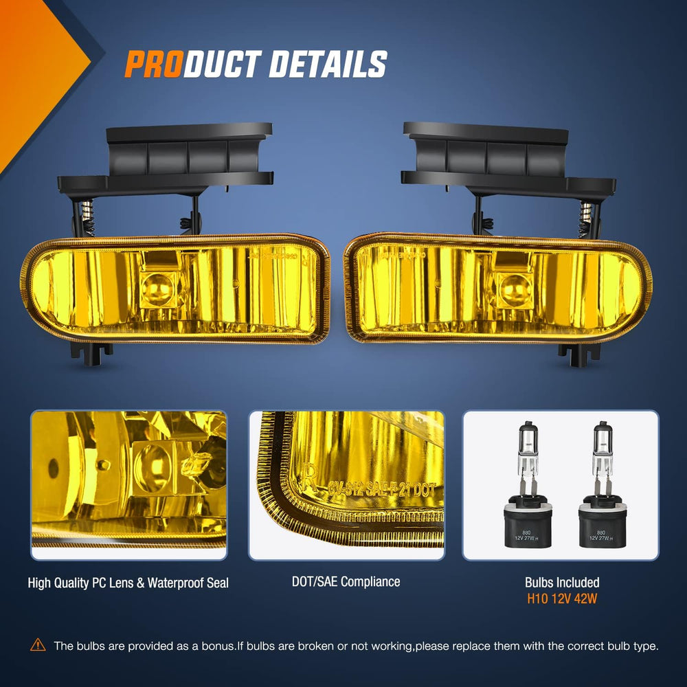 Nilight Fog Light Assembly Compatible with 2000-2006 Chevy Suburban Tahoe