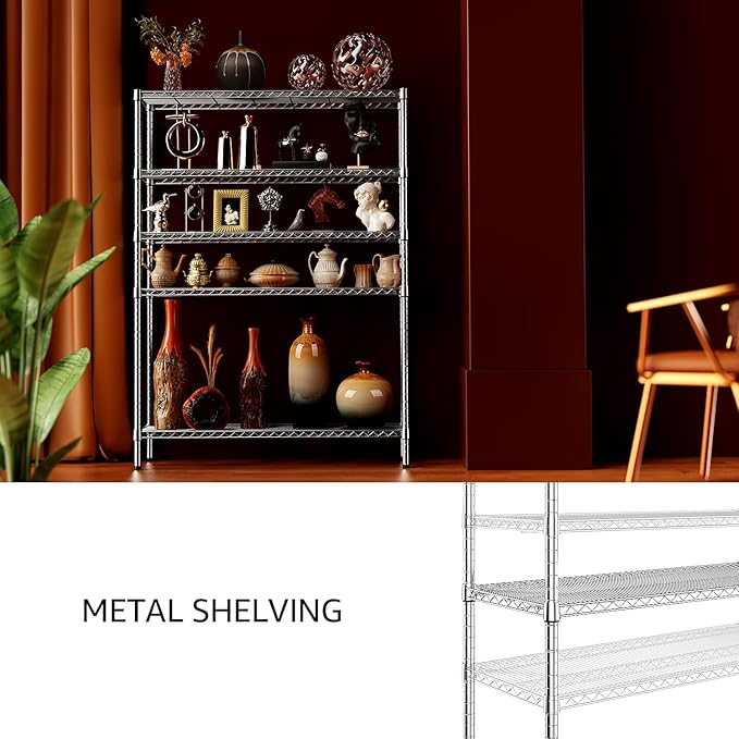 IZEUK 4250 LBS Garage Shelving Wide Storage Shelves 5 Tier Metal Shelves Heavy
