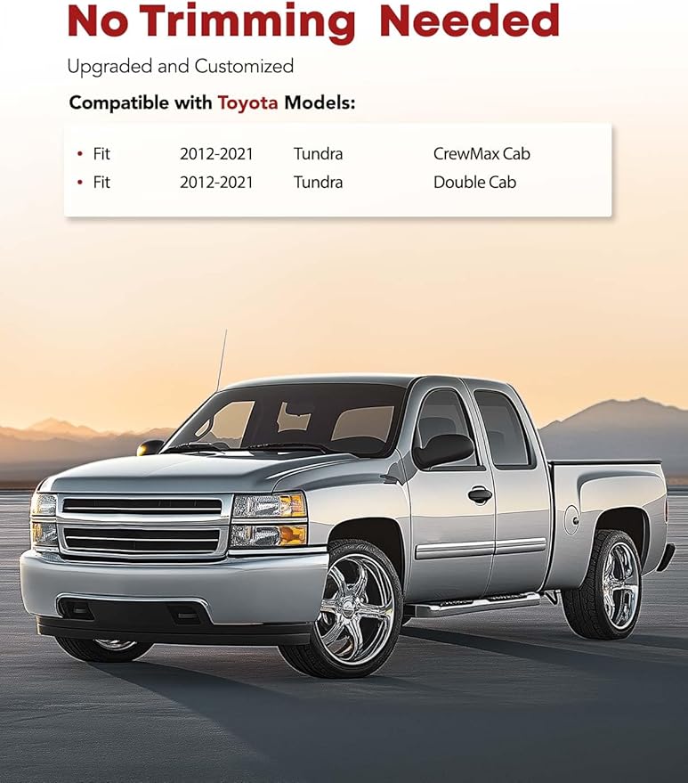 YHTAUTO Floor Mats Fit 2012-2021 Toyota Tundra CrewMax/Double Cab, TPE All