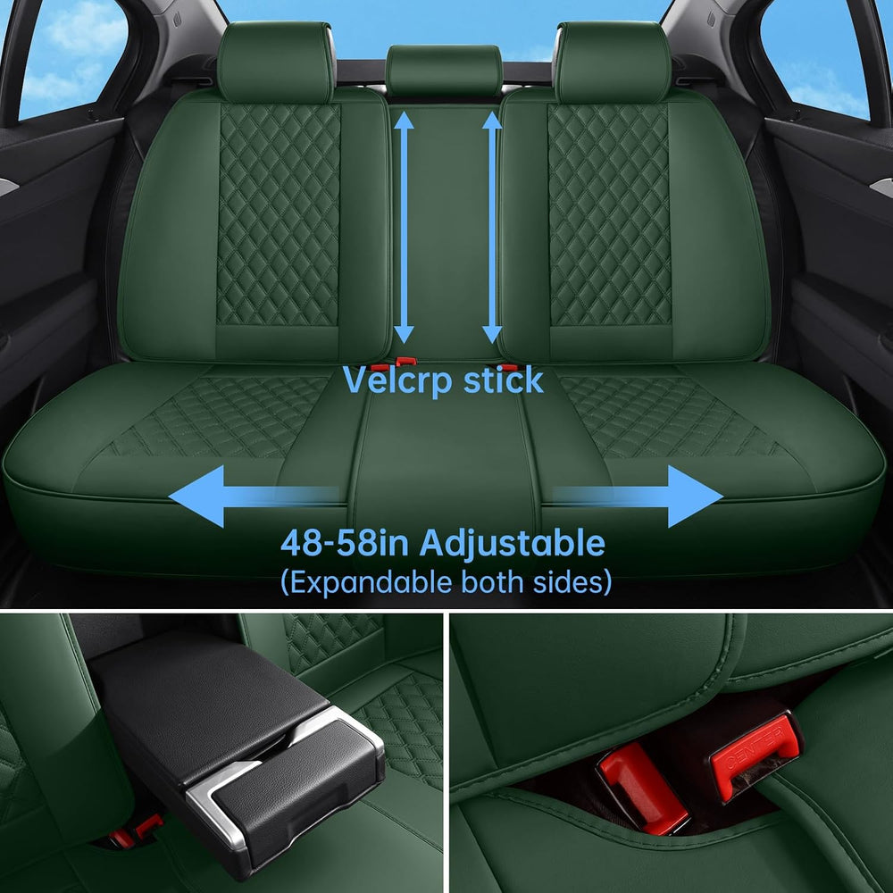 Green Car Seat Covers Full Set,5 Seat Leather Seat Covers for Cars
