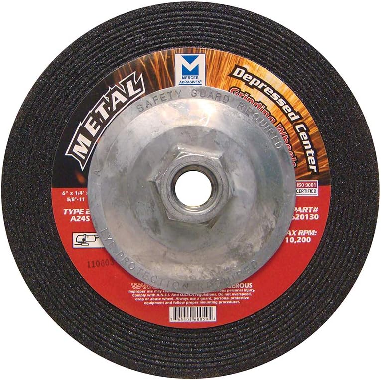 Mercer Industries Depressed Center Grinding Wheel, (10 Pack), 6" x 1/4&q...