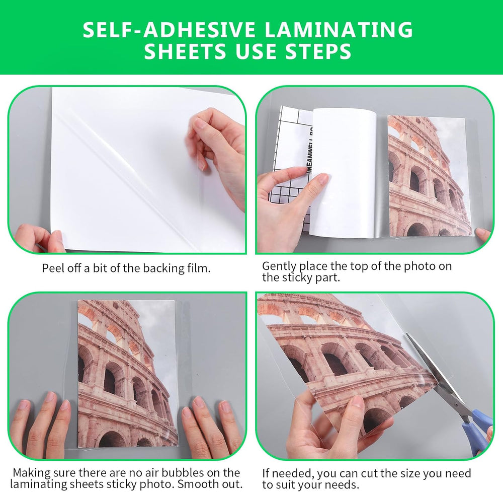 100 Pcs Matte Self Adhesive Laminating Sheets, 8.4 x 12.2 Inches Matte Finish...