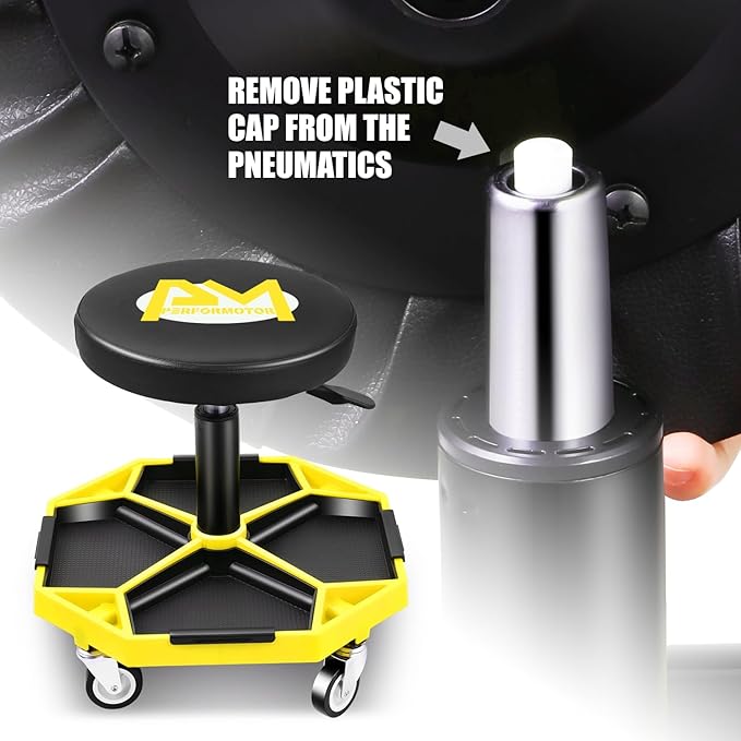 PM PERFORMOTOR Adjustable Height Pneumatic Garage Seat Rolling Mechanic Stool