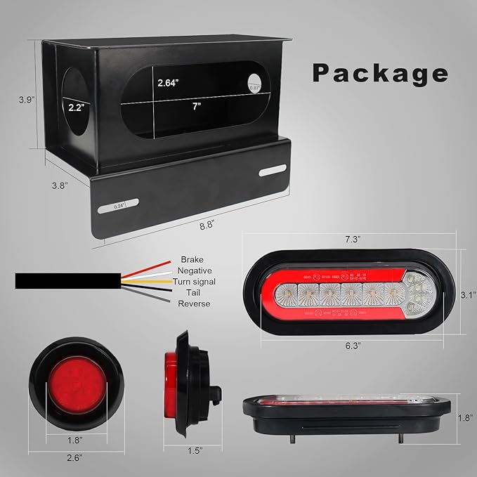 Agrieyes Sequential Turn Signal Trailer Lights, Oval LED Trailer Light
