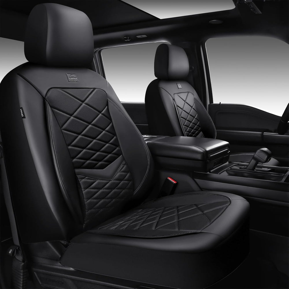 CAR PASS Luxury Nappa Leather Front Seat Covers, Waterproof 3D Foam Seat Cove...