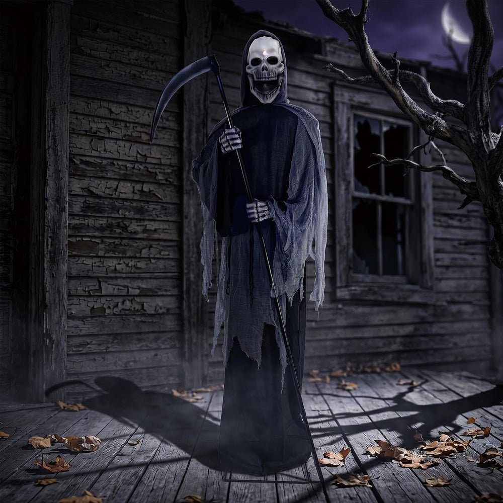 9FT Animated Grim Reaper Halloween Decoration - Sound Activated Halloween Ani...