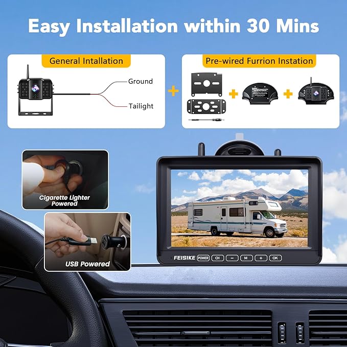 Dual RV Backup Camera Wireless