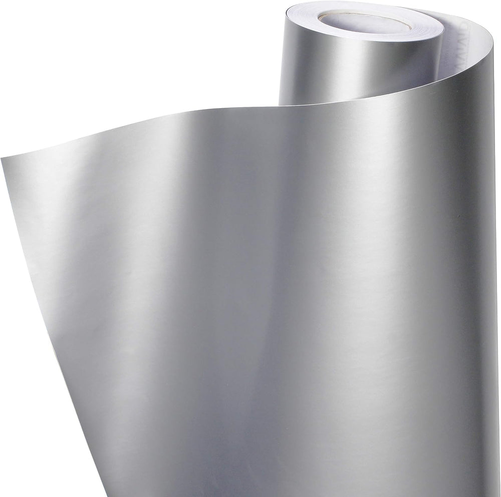 VViViD+ Premium Satin Semi-Gloss White Aluminum Adhesive Vinyl Wrap Roll (100...