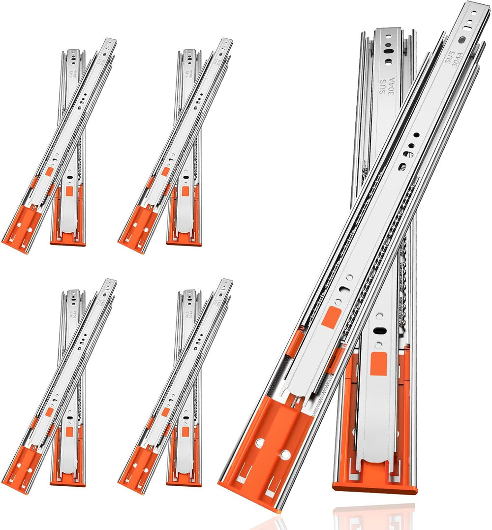 22" Soft Close Drawer Slides, Stainless Steel Full Extension Side Mount ...