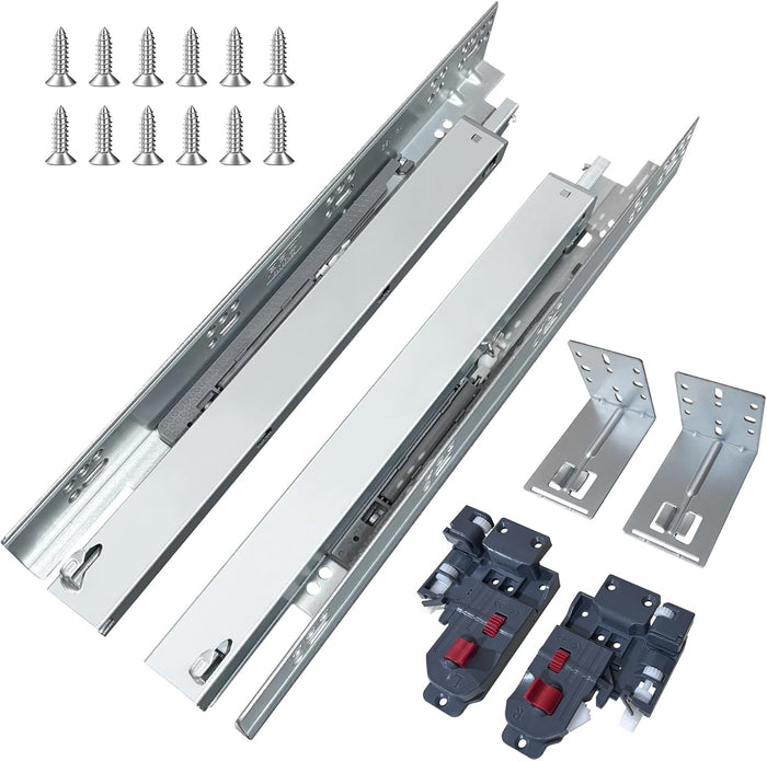 21 Inch Undermount Soft Close Drawer Slides Full Extension Concealed Bottom Mount Drawer Slides with 3D Adjustable Lock Device and Rear Mounting Brackets, 100 LB Capacity 1 Pair