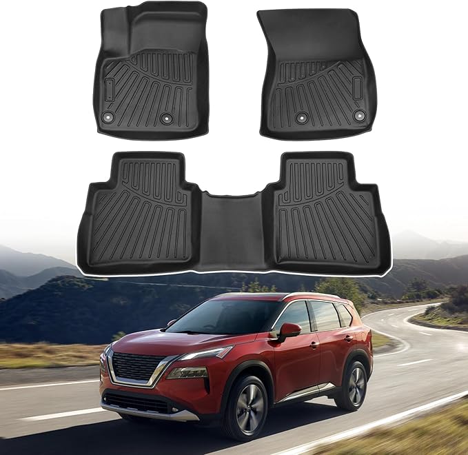 Powerty Floor Mats for 2021-2023 2024 2025 Nissan Rogue Accessories All Weather