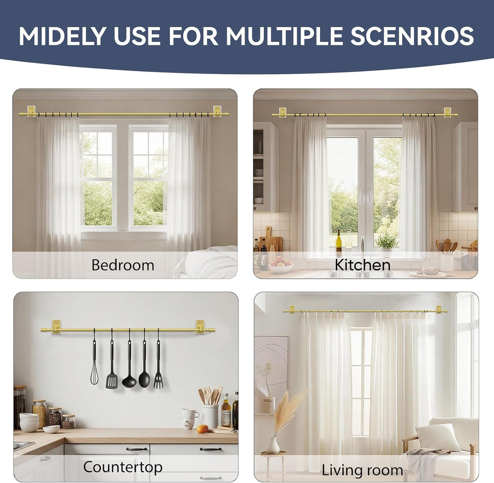 2.0 Upgraded No-Drill Curtain Rod for Windows 66 to 120 inches – Renter-Frien...