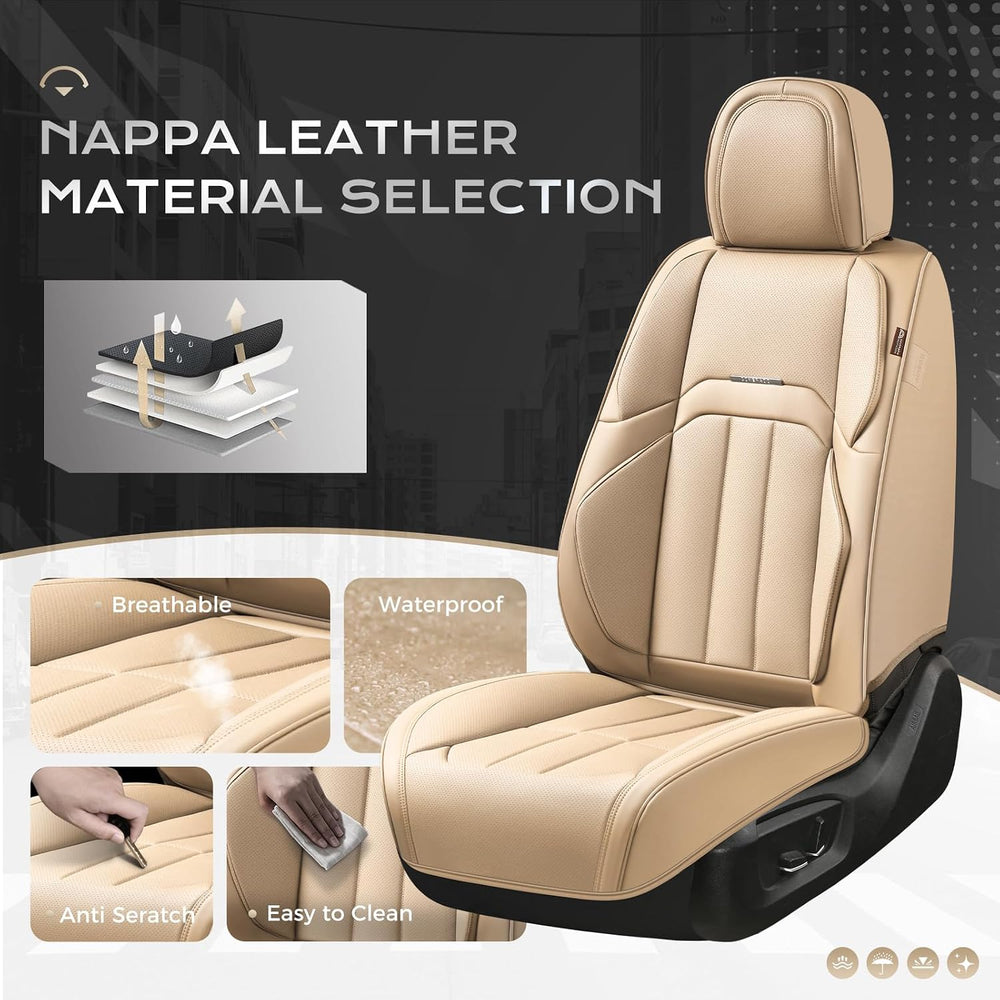 Coverado Nappa Leather Car Seat Covers Front Set, Luxury Waterproof Seat Prot...