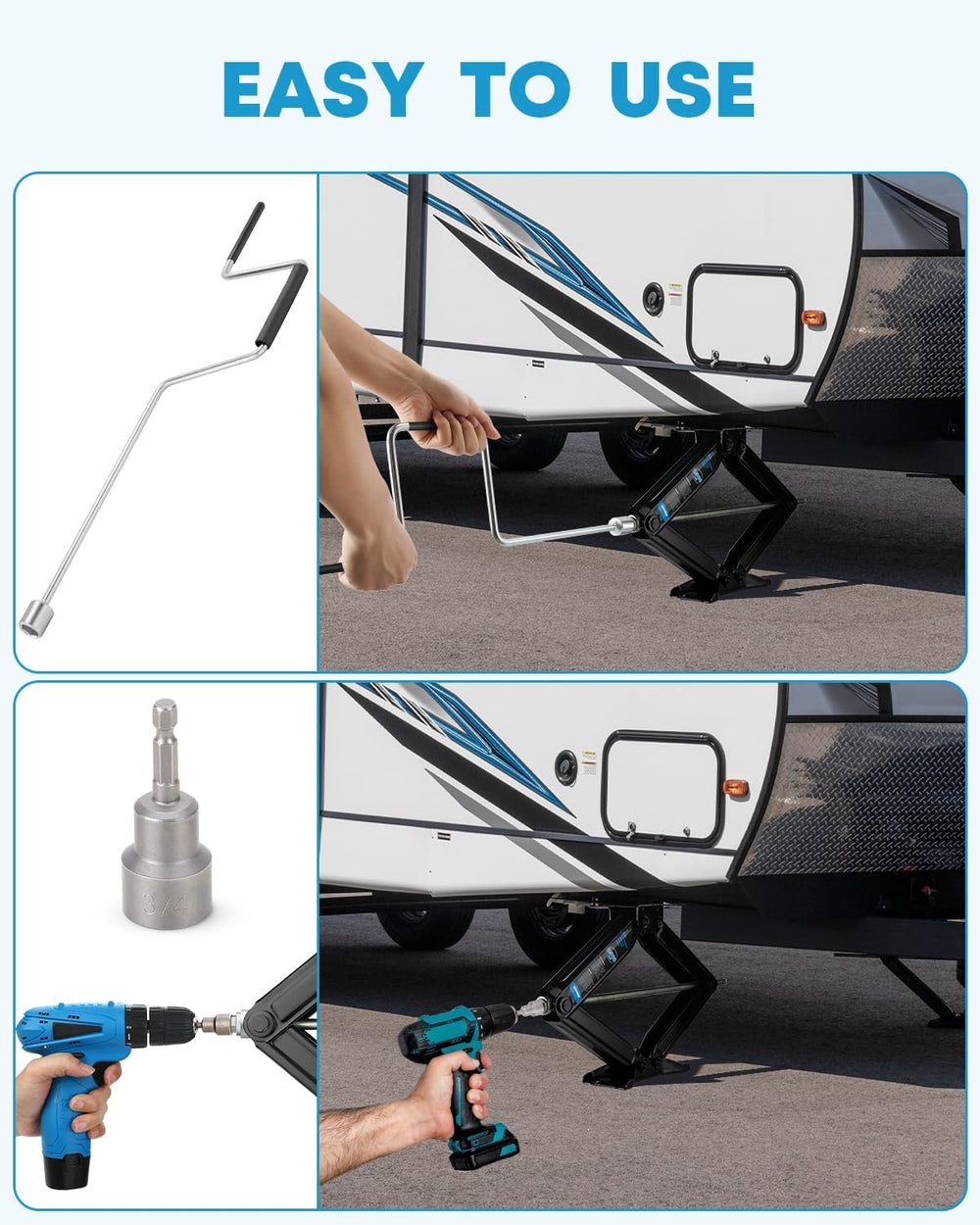 Kohree 6500lbs Heavy Duty RV Stabilizer Jacks 4 Pack, 24 Inch Leveling Scisso...