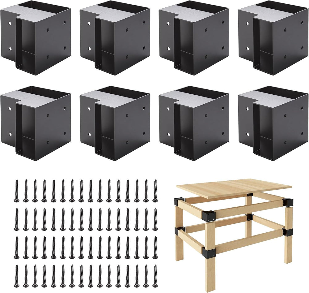 Workbench Brackets Kit 8 PCS, 3-Way Right Angle Corner Bracket for 2x4 Wood