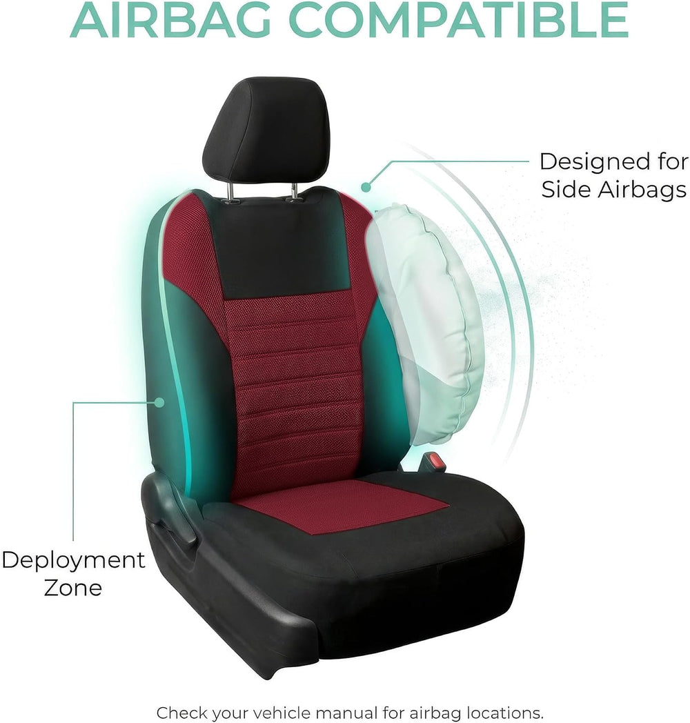 FH Group Automotive Car Seat Covers Full Set Premium 3D Air Mesh Front Seat C...