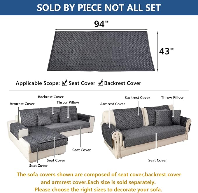 Eismodra Couch Cover, Sectional Couch Covers, Sofa Covers