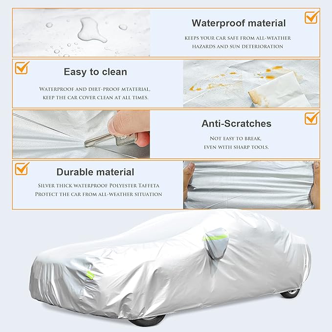 Car Cover for Automobiles All Weather Waterproof Universal Fit for Sedan