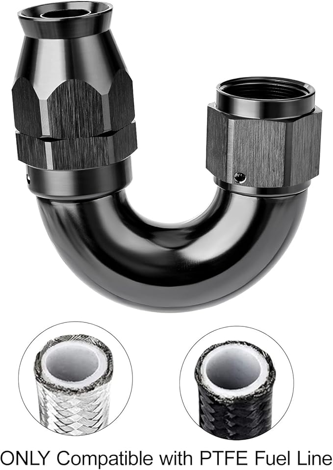 EVIL ENERGY 12AN 180 Degree PTFE One Piece Full Flow End Hose Fitting Aluminum