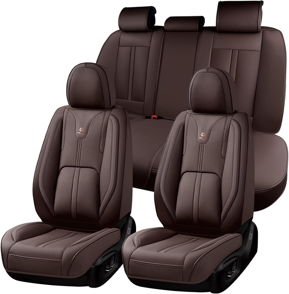 Huidasource Coffee Seat Covers Luxury Nappa Leather, Car Seat Cover with Velc...