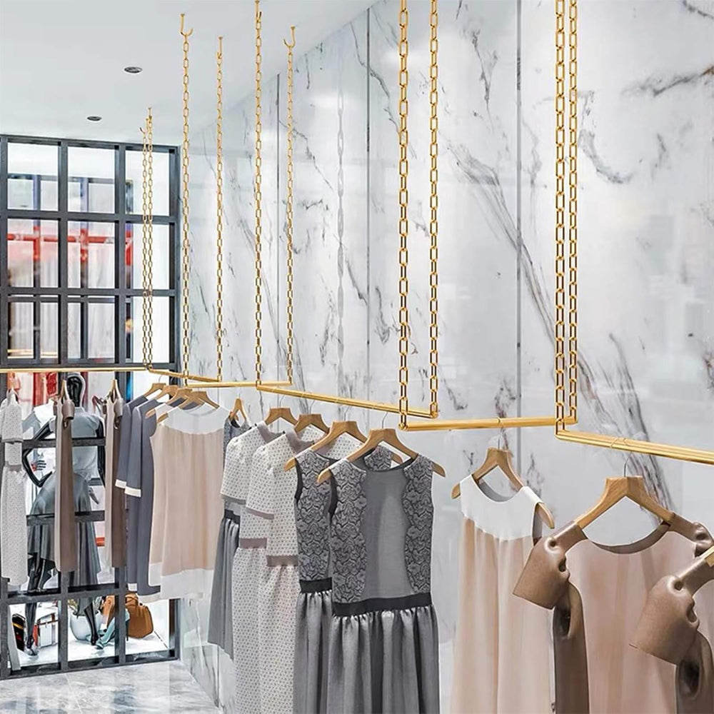 2 Pcs Creative Chain Adjustable Height Ceiling Hanging Clothing Racks,Retail ...