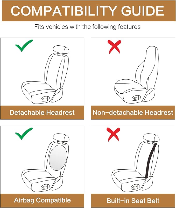 Pariitadin Leather Car Seat Covers Full Set, Waterproof Breathable Faux Leather