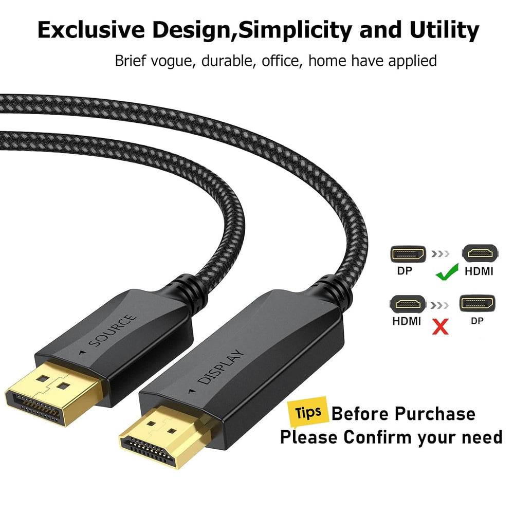 4K DisplayPort to HDMI Cable 10-Pack, 6 Feet Braided, Unidirectional