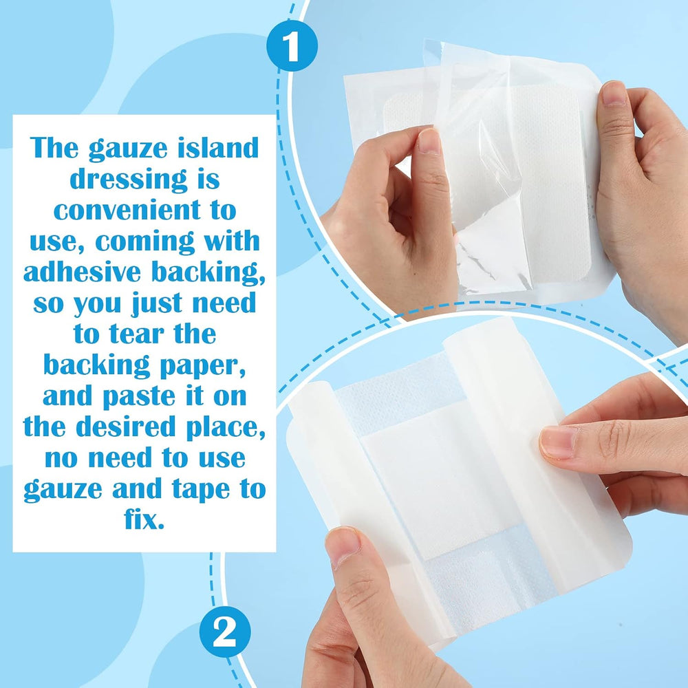 Nuogo 100 Pack Island Dressing 4"x4" Bordered Gauze Pads Breathable...