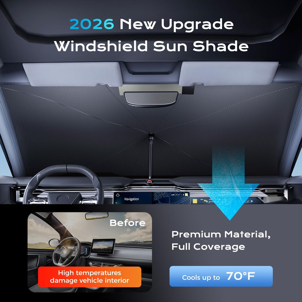 [2026 Upgrade] Coverado Windshield Sun Shade, UPF80+ Sunshade for Car Windshi...