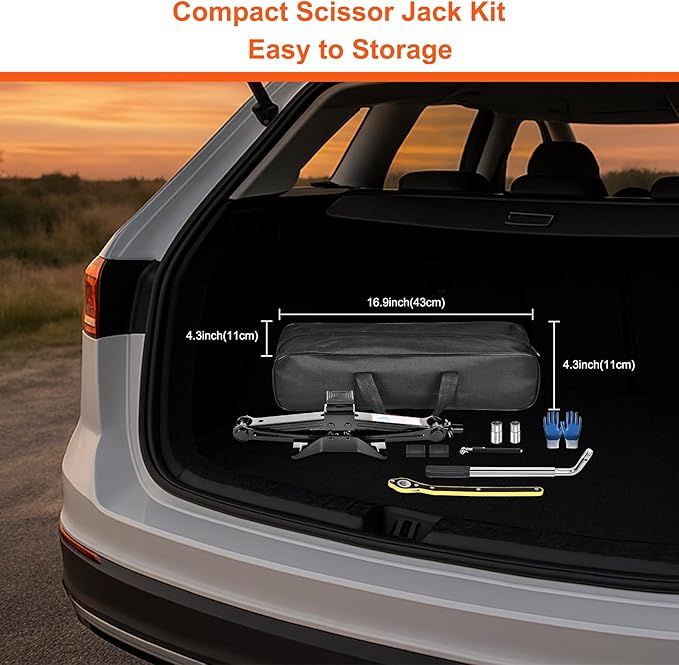Scissor Jack, High-Strength Car Jack and Stand Kit